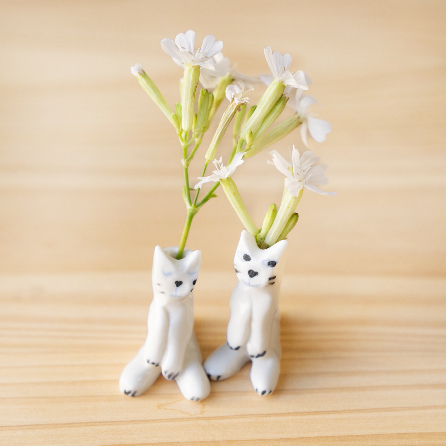 スモールキャット花瓶(青い猫?すやすや)