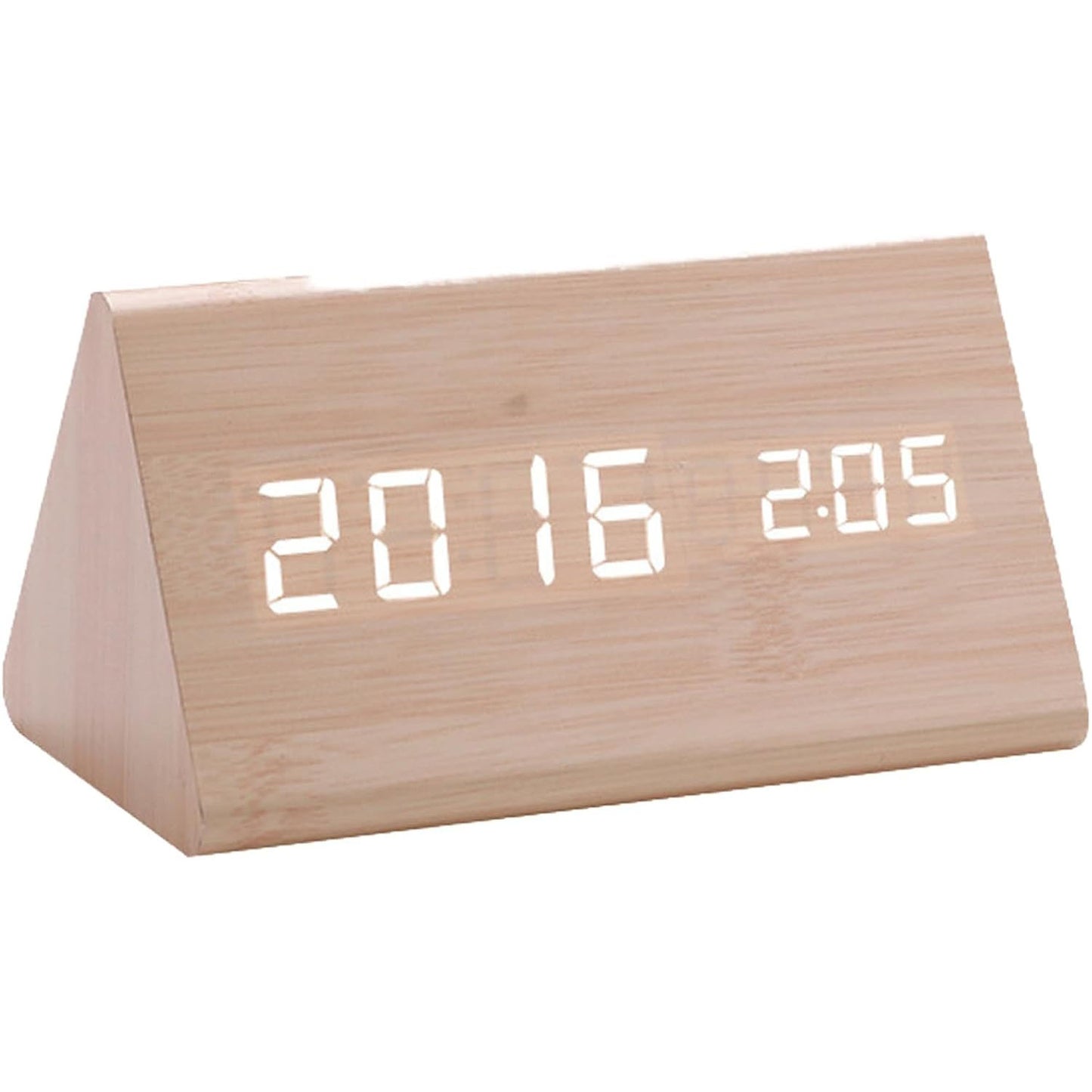 北欧風室内デジタル時計木目調、置き時計、目覚まし時計 LEDディスプレイスイッチ